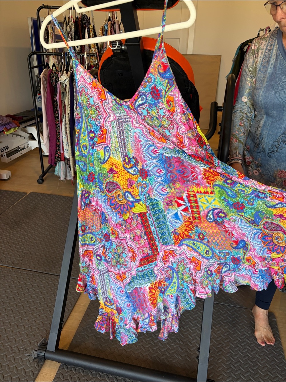 Bleu Rod Beattie Pink Multi-Color Paisley Mini Slip Dress